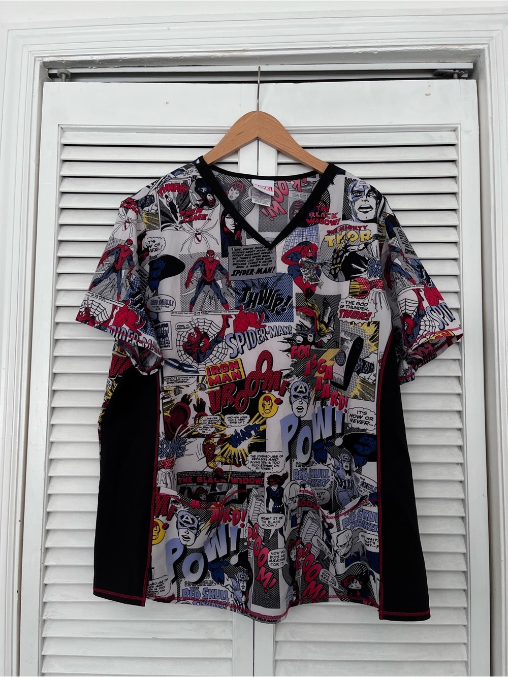 Marvel Kids Comic-Panel V-Neck Tee - Red, Blue, Yellow, Black